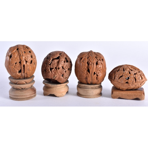 411 - A COLLECTION OF 19TH/20TH CENTURY CHINESE CARVED NUTS Late Qing, in various forms and sizes. 5 cm x ... 