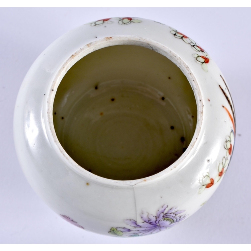 417 - A 19TH CENTURY CHINESE FAMILLE ROSE PORCELAIN BRUSH WASHER Tongzhi mark and period. 8 cm x 6 cm.