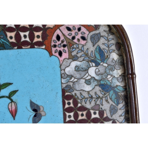 419 - A RARE PAIR OF 19TH CENTURY JAPANESE MEIJI PERIOD CLOISONNE ENAMEL TRAYS decorated with birds and la... 