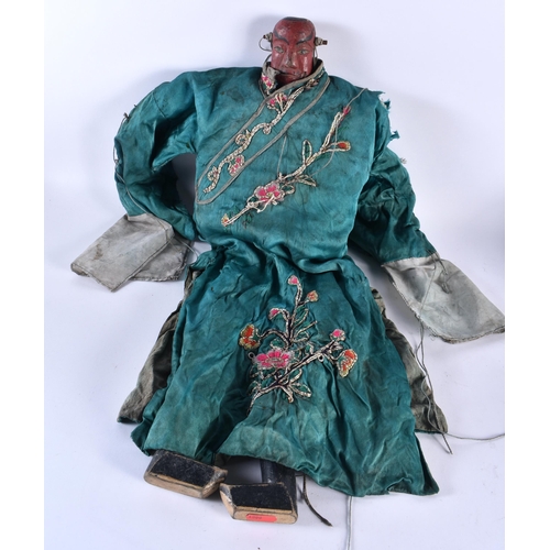 421 - AN UNUSUAL PAIR OF 19TH CENTURY CHINESE SILK EMBROIDERED PUPPETS Late Qing. 72 cm long.