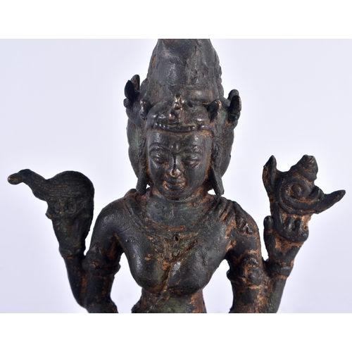 422 - TWO 18TH/19TH CENTURY CHINESE ASIAN INDIAN BRONZE BUDDHAS. 17 cm high. (2)