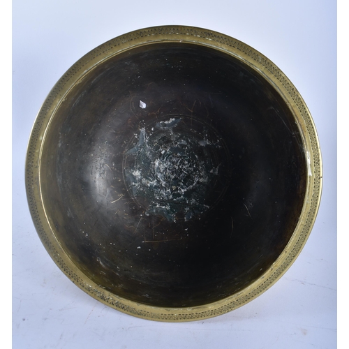 429 - A LARGE 19TH CENTURY MIDDLE EASTERN INDIAN BRONZE BOWL together with a Persian Islamic engraved ewer... 