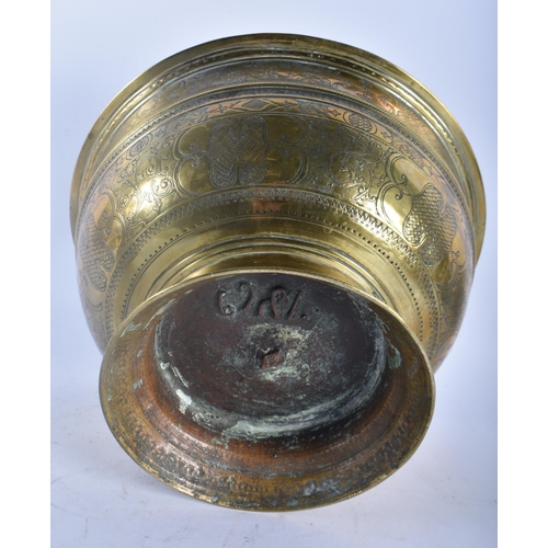 429 - A LARGE 19TH CENTURY MIDDLE EASTERN INDIAN BRONZE BOWL together with a Persian Islamic engraved ewer... 