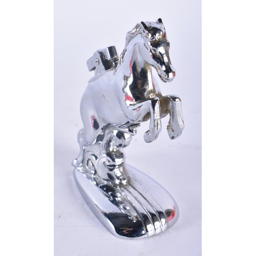 446 - AN UNUSUAL NOVELTY MARITIME CRUET SET together with a rare horse lighter. Largest 18cm wide. (2)