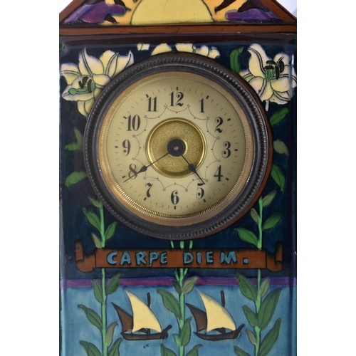 458 - A LARGE EARLY 20TH CENTURY FOLEY INTARSIO CARPE DIEM POTTERY CLOCK C1900 designed by Frederick Rhead... 