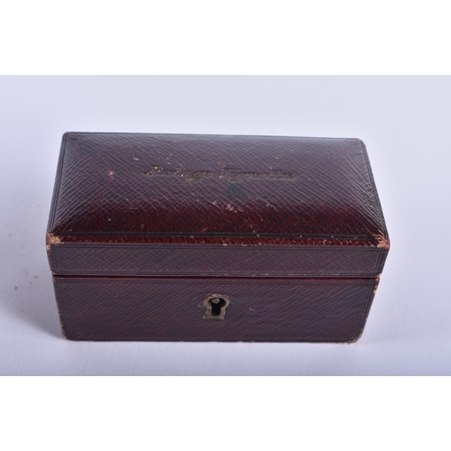 461 - AN ANTIQUE CARVED TORTOISESHELL BOX AND COVER together with a French leather stamp box & a bronze bu... 