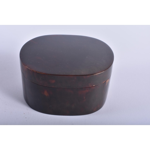 461 - AN ANTIQUE CARVED TORTOISESHELL BOX AND COVER together with a French leather stamp box & a bronze bu... 