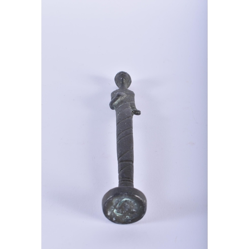 475 - A ROMAN STYLE BRONZE GRAND TOUR FIGURE OF A PRIEST. 21 cm high.