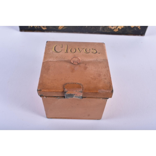 476 - AN UNUSUAL 19TH CENTURY COUNTRY HOUSE TOLEWARE SPICE BOX with six fitted period individual boxes. 22... 