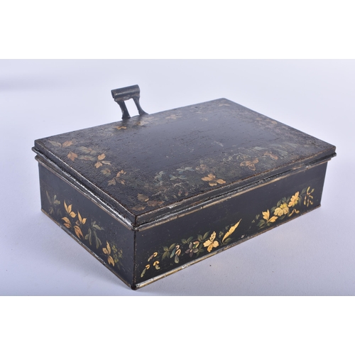 476 - AN UNUSUAL 19TH CENTURY COUNTRY HOUSE TOLEWARE SPICE BOX with six fitted period individual boxes. 22... 