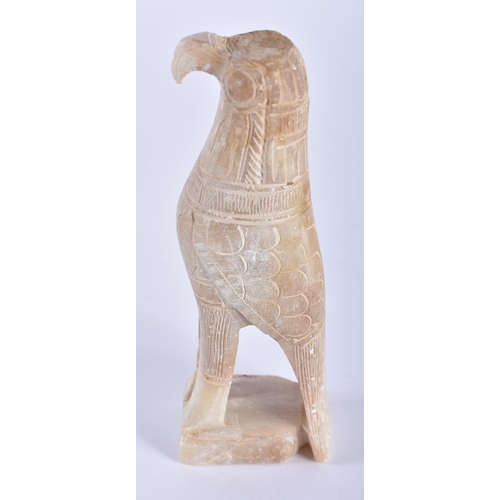 482 - AN ANCIENT EGYPTIAN ALABASTER STATUE OF THE GODDESS HORUS 664-332 BC. 15 cm high.