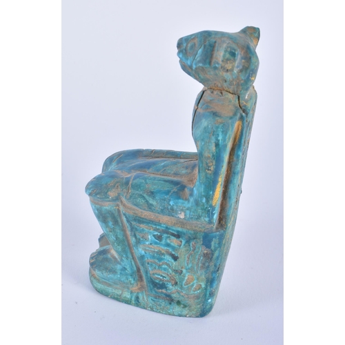 484 - AN ANCIENT EGYPTIAN HIEROGLYPHIC STATUE OF THE GOD SEKHMET 664-332 BC. 11cm high.