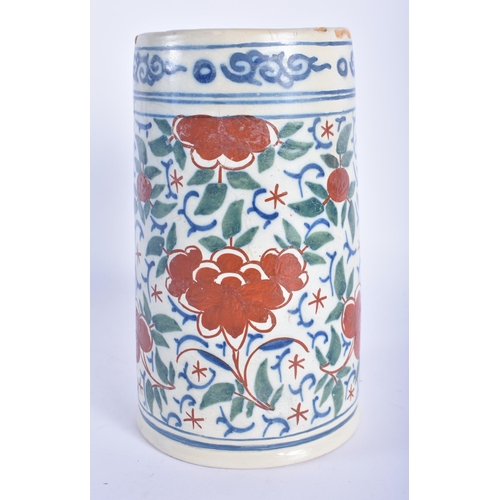 493 - A RARE EARLY 18TH CENTURY DELFT TIN GLAZED TANKARD together with an unusual Dutch delft Kraak type d... 