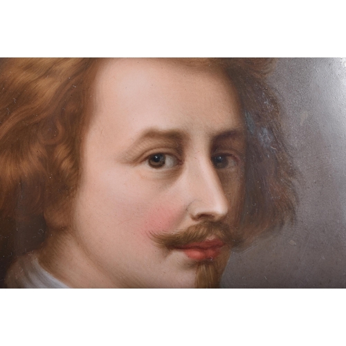 495 - A 19TH CENTURY GERMAN KPM BERLIN PORCELAIN PLAQUE painted with a portrait of Van Dyck. 22 cm x 17.5 ... 