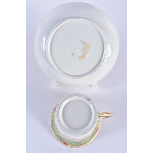 51 - THREE EARLY 19TH CENTURY CHAMBERLAINS WORCESTER PORCELAIN CUPS AND SAUCERS painted with armorials an... 