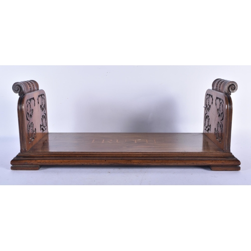 521 - A FINE VICTORIAN CARVED WOOD COUNTRY HOUSE DESK BOOK RACK decorated with floral roundels and inlaid ... 