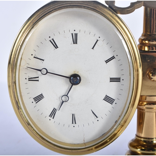 522 - AN ANTIQUE BRONZE DESK CLOCK BAROMETER. 16 cm x 14 cm.