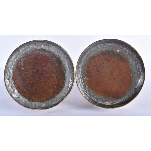 523 - A PAIR OF 19TH CENTURY ISLAMIC MIDDLE EASTERN HOOKAH PIPE BASES decorated all over with foliage and ... 