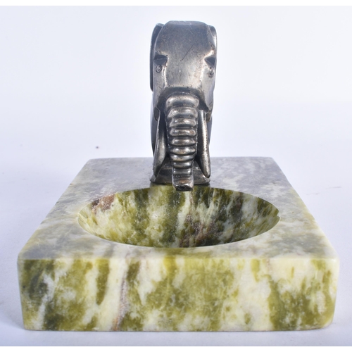 528 - AN ART DECO FRENCH ELEPHANT MARBLE ASHTRAY. 13.5 cm x 10 cm.