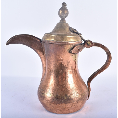 529 - AN ISLAMIC MIDDLE EASTERN TURKISH COPPER ALLOY EWER. 24 cm x 24 cm.