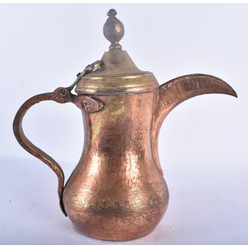 529 - AN ISLAMIC MIDDLE EASTERN TURKISH COPPER ALLOY EWER. 24 cm x 24 cm.