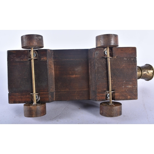 533 - AN ANTIQUE COUNTRY HOUSE GENTLEMANS BRONZE DESK CANNON. 25cm long.