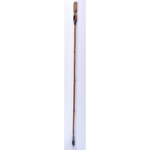 540 - A VINTAGE FRENCH AVA BREVETS BAMBOO AND BRONZE SHOP GRABBER. 115 cm long.