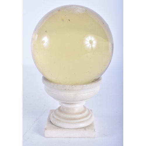 543 - A 19TH CENTURY GRAND TOUR CARVED PEDESTAL MARBLE STAND holding aloft a period crystal glass bowl. 15... 