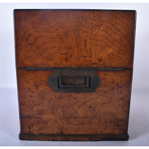 551 - AN EARLY VICTORIAN BURR WALNUT DECANTER BOX. 27 cm x 20 cm.