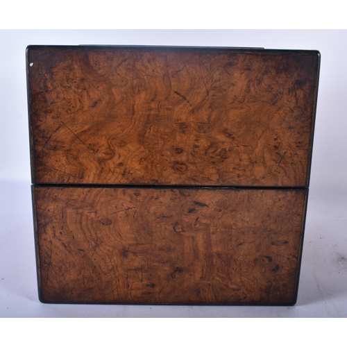 551 - AN EARLY VICTORIAN BURR WALNUT DECANTER BOX. 27 cm x 20 cm.