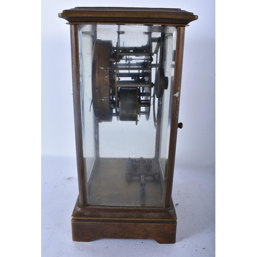 553 - AN AMERICAN ANSONIA FOUR GLASS REGULATOR CLOCK. 28 cm x 15 cm.