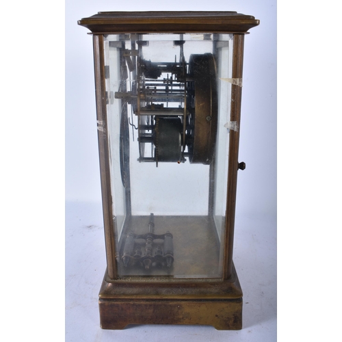 553 - AN AMERICAN ANSONIA FOUR GLASS REGULATOR CLOCK. 28 cm x 15 cm.