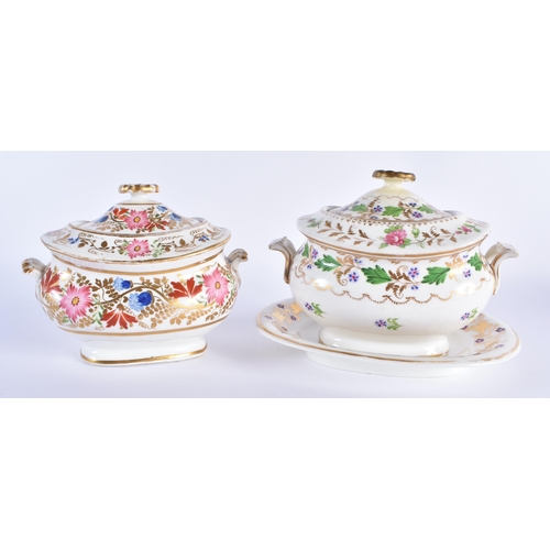 5 - TWO EARLY 19TH CENTURY COALPORT RATHBONE TEAPOTS AND COVERS together with sugar bowls with stand and... 