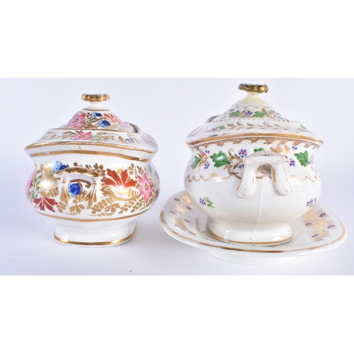 5 - TWO EARLY 19TH CENTURY COALPORT RATHBONE TEAPOTS AND COVERS together with sugar bowls with stand and... 