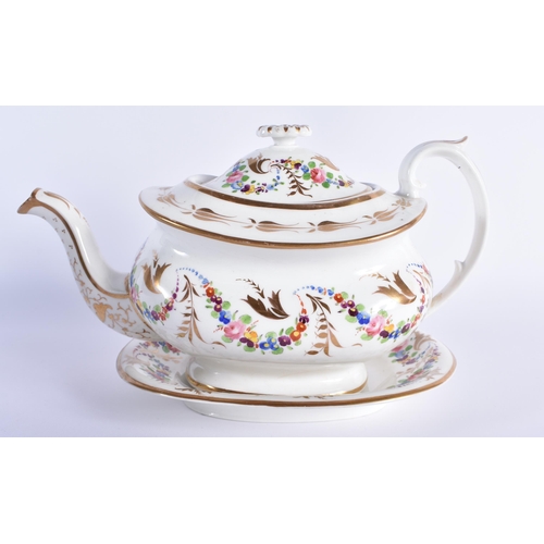 5 - TWO EARLY 19TH CENTURY COALPORT RATHBONE TEAPOTS AND COVERS together with sugar bowls with stand and... 