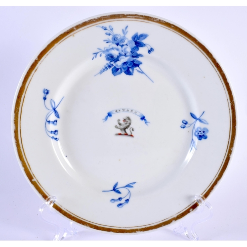 56 - AN EARLY 19TH CENTURY CHAMBERLAINS WORCESTER MOULDED ARMORIAL PORCELAIN BOWL together with two other... 