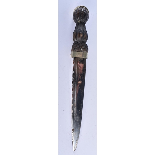 575 - AN ANTIQUE SCOTTISH DIRK DAGGER inset with cairngorms. 44 cm long.