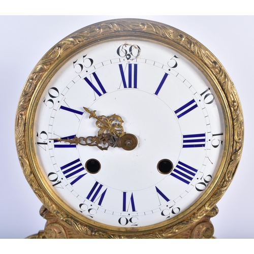 590 - A 19TH CENTURY FRENCH ORMOLU AND SEVRES PORCELAIN MANTEL CLOCK supported upon a white marble base. 2... 