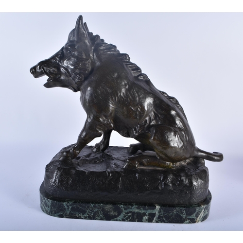 604 - Alberic Collin (1886-1962) Spelter Figure, Wild boar. 43 cm x 34 cm.