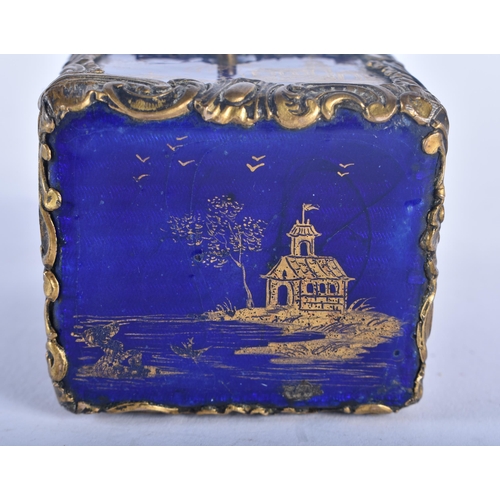 613 - A LOVELY 18TH CENTURY  GEORGE III ENAMEL AND BRONZE COUNTRY HOUSE BOX painted with chinoiserie scene... 