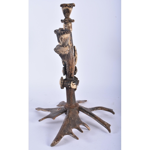 628 - A LARGE ANTIQUE HUNTING LODGE ANTLER HORN CANDELABRA. 37 cm x 14 cm.