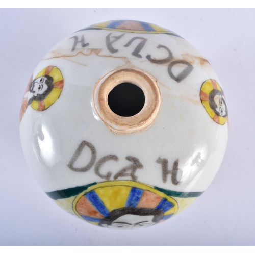 633 - A TURKISH OTTOMAN KUTAHYA POTTERY HANGING BALL. 13 cm x 9 cm.