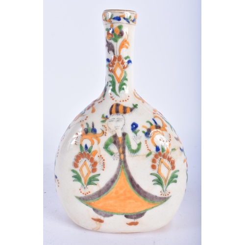 634 - A TURKISH OTTOMAN KUTAHYA POTTERY FLASK. 22 cm x 11cm.