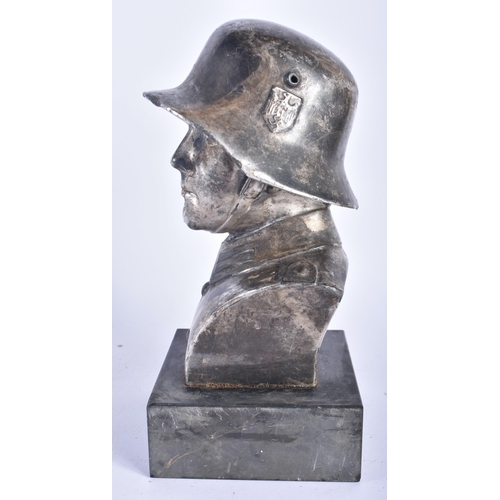 648 - AN EARLY 20TH CENTURY SILVER PLATED BUST OF A MILITARY SOLDIER. 21 cm x 8 cm.