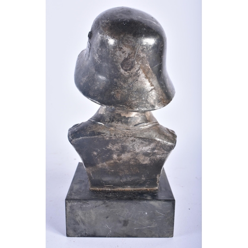 648 - AN EARLY 20TH CENTURY SILVER PLATED BUST OF A MILITARY SOLDIER. 21 cm x 8 cm.