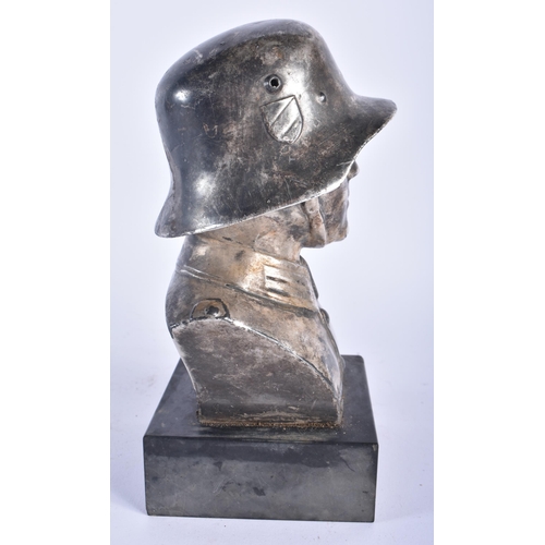 648 - AN EARLY 20TH CENTURY SILVER PLATED BUST OF A MILITARY SOLDIER. 21 cm x 8 cm.