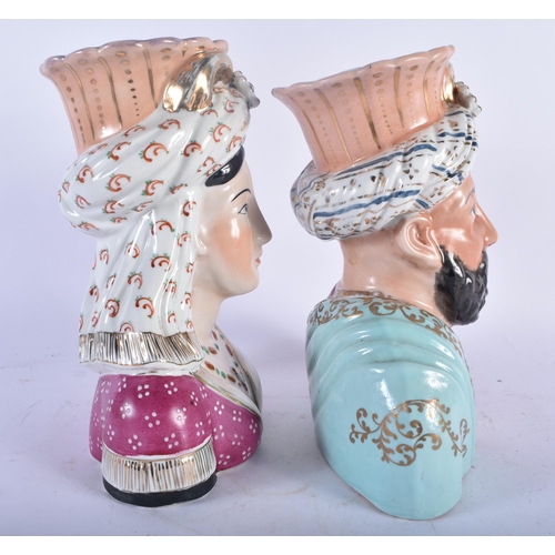 652 - A PAIR OF LATE 19TH CENTURY FRENCH PARIS PORCELAIN OTTOMAN MARKET VASES from as a Sultan & Sultana. ... 