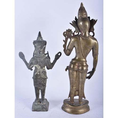 656 - A LARGE LATE 19TH CENTURY INDIAN BRONZE FIGURE OF THE GODDESS TARA together with a Chinese bronze be... 