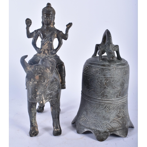 656 - A LARGE LATE 19TH CENTURY INDIAN BRONZE FIGURE OF THE GODDESS TARA together with a Chinese bronze be... 