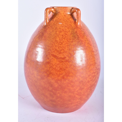 673 - A LARGE PILKINGTONS ROYAL LANCASTRIAN ORANGE GLAZED VASE. 23 cm x 13 cm.